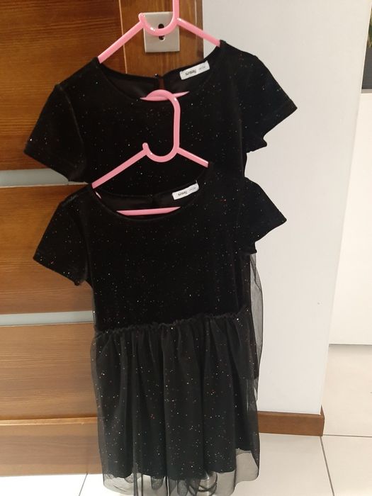 Welurowa brokatowa sukienka 134 bliźniaczki, dla bliźniaczek