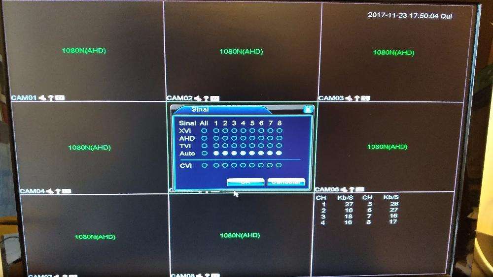 Gravador 8 canais DVR HVR NVR CVI AHD TVI IP internet Android Ios net