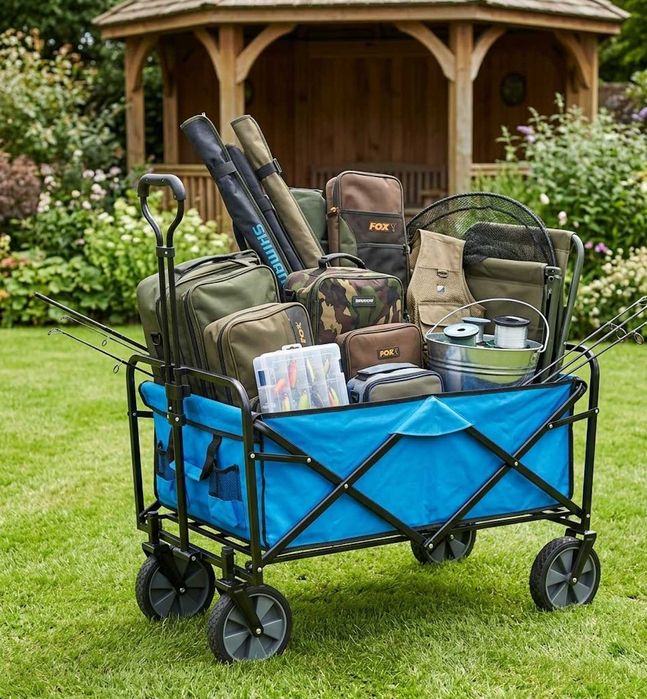 Wózek Wędkarski Transportowy Plażowy Niebieski 145L 2w1 +GRATIS Siatka