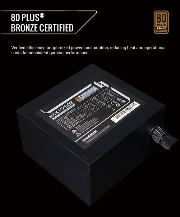 Nowy produkt 2026, Zasilacz 750W, 80 Plus Bronze, ATX 3.1, GameMax MAX P750B