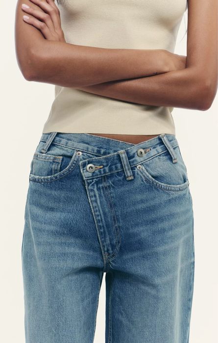 Джинси Zara wide leg 34 42 скошена талія