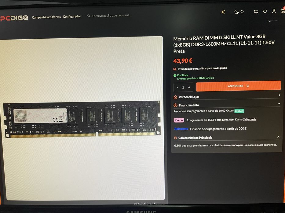 Ram 32gb DDR3 (4x8gb) - Novas custam 176€