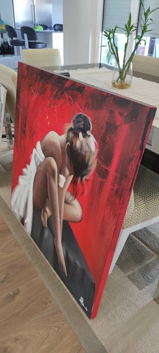 Quadro  1m x1m motivo bailarina. Óleo sobre tela