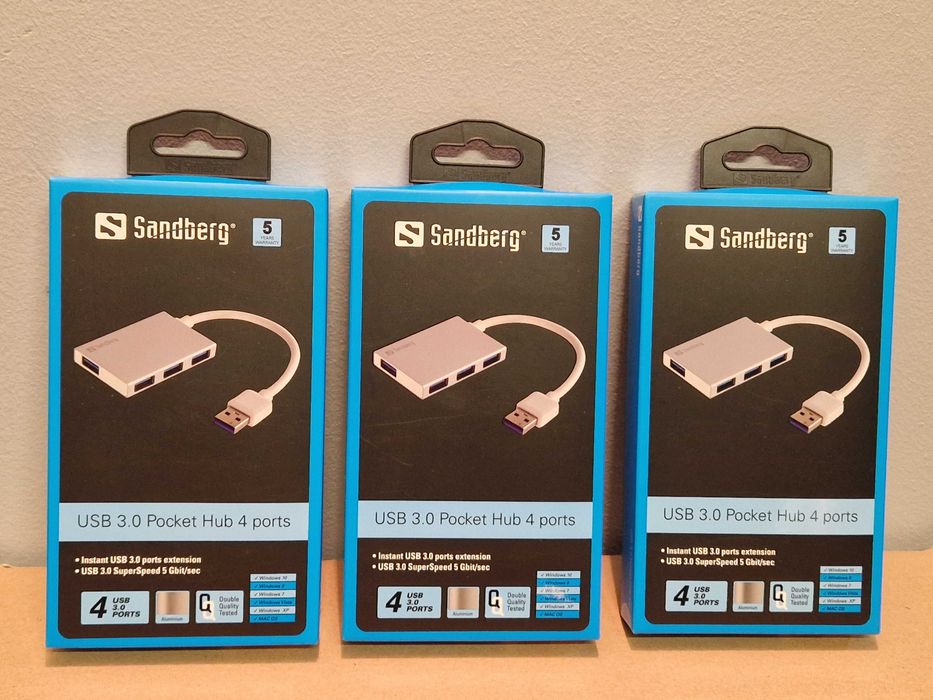 Rozdzielacz, rozgałęziacz Hub USB Sandberg. USB 3.0 Pocket Hub 4 porty