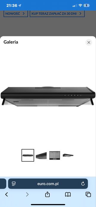 Okap podszafkowy nowy SREBRNY NIE CZARNY