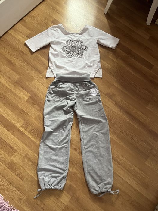 Dres damski s/m szaro bialy
