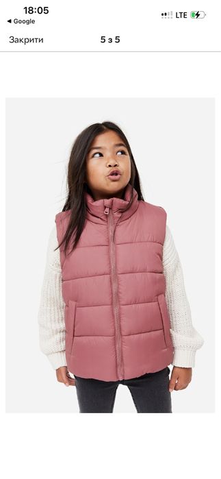 Жилет безрукавка h&m для дівчинки