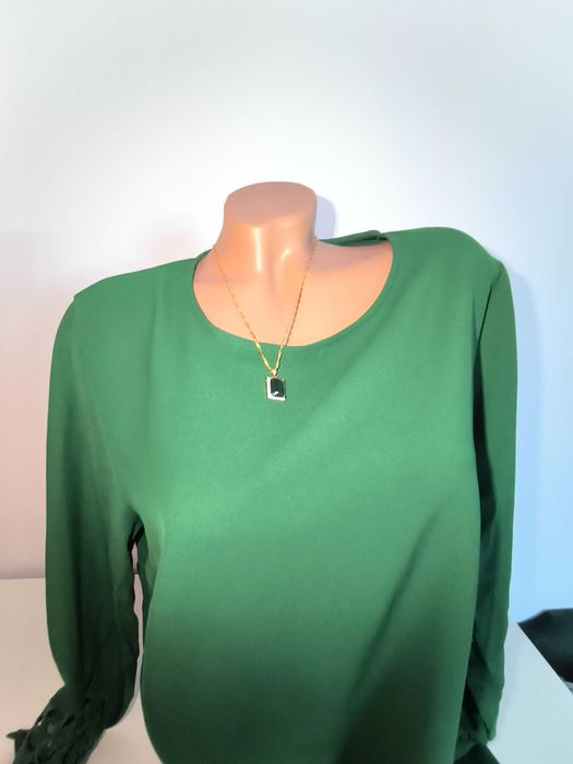 Блузка 52 розмір блуза з вишивкою Рішельє зеленого кольору