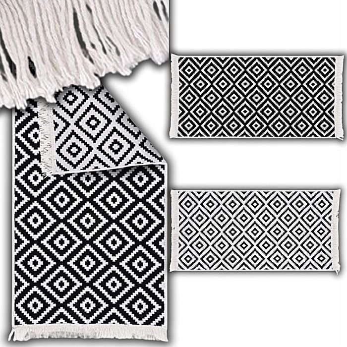 Nowoczesny Dywanik Łazienkowy Orient Dwustronny 70X130Cm Wzór Kwadraty