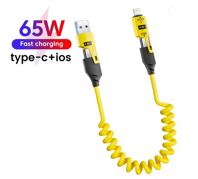 Kabel do ładowania 4w1 USB-C 65W 6A 1,5m 2szt