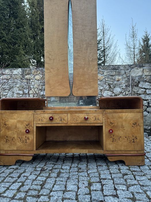 Toaletka Art deco czeczot brzozowy lata 30/50 komoda z lustem