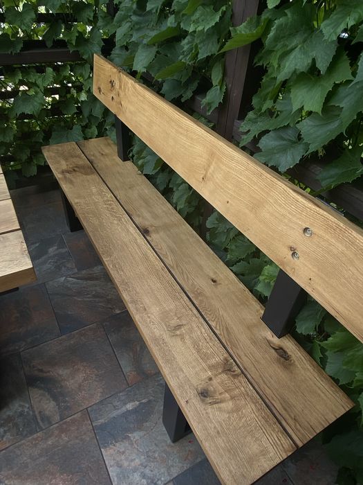 Solidny, rustykalny komplet ogrodowy – stół + 2 ławy Bobrowniki • OLX.pl