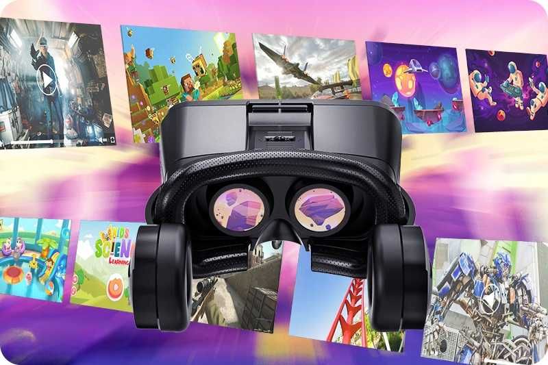 Gogle Okulary VR 3D Wirtualne do Smartfona do Gier do Filmów + Pad