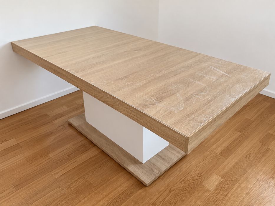 Mesa de jantar extensível 200 x 90 cm — efeito carvalho