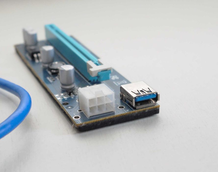 ‼️Райзер, перехідник, подовжувач, плата розширення VER006C USB 3.0 PCI-E 1X-16X Riser для відеокарт 60см sata