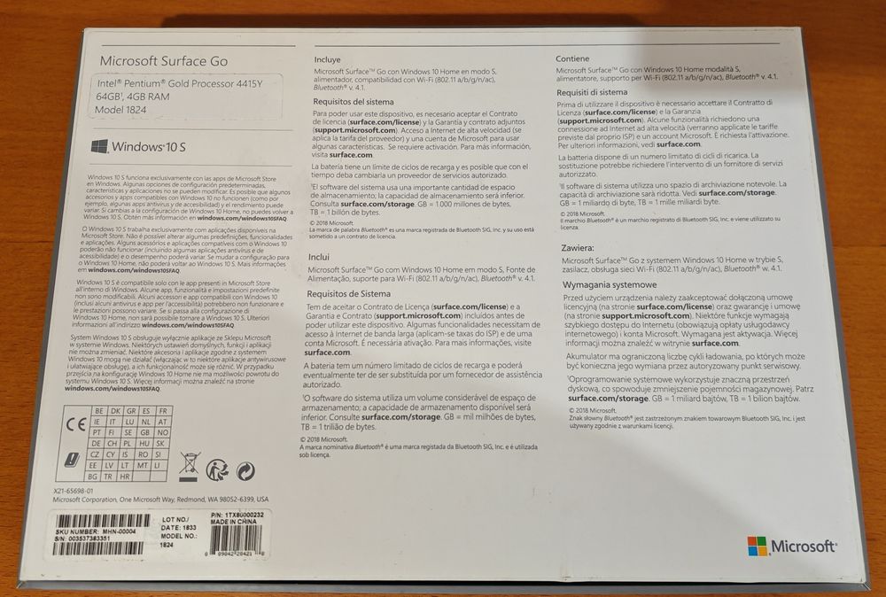 Surface Go 10 Win 11 Home