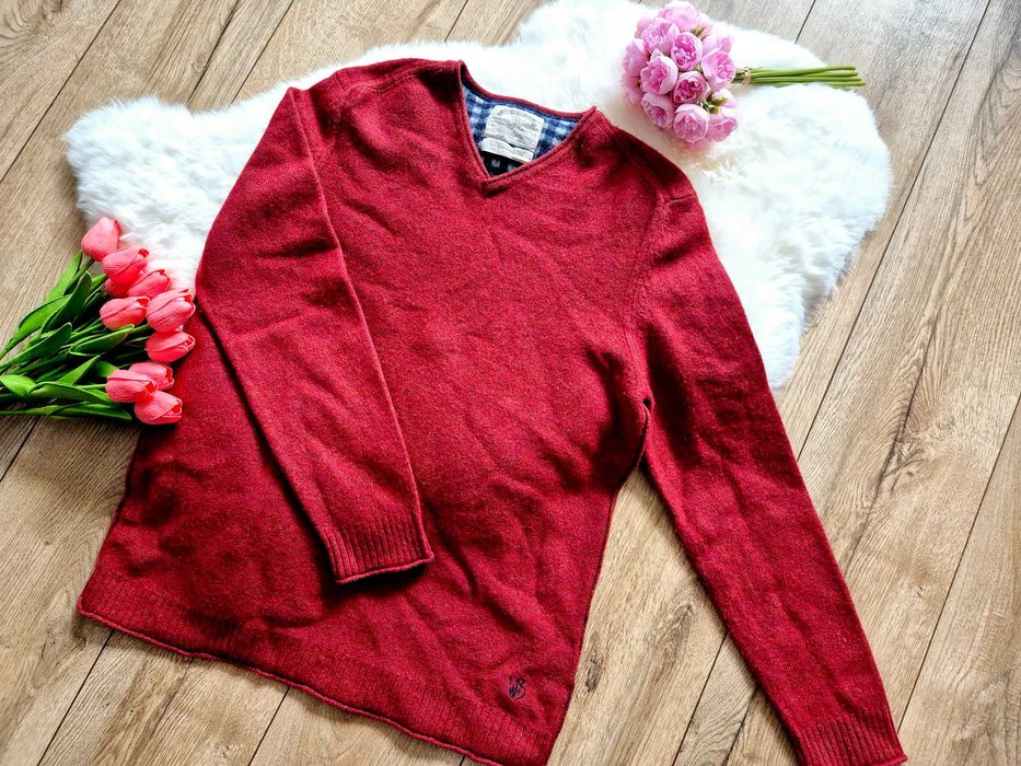 sweter męski w serek wełniany wełna jagnięca White Stuff XL 42