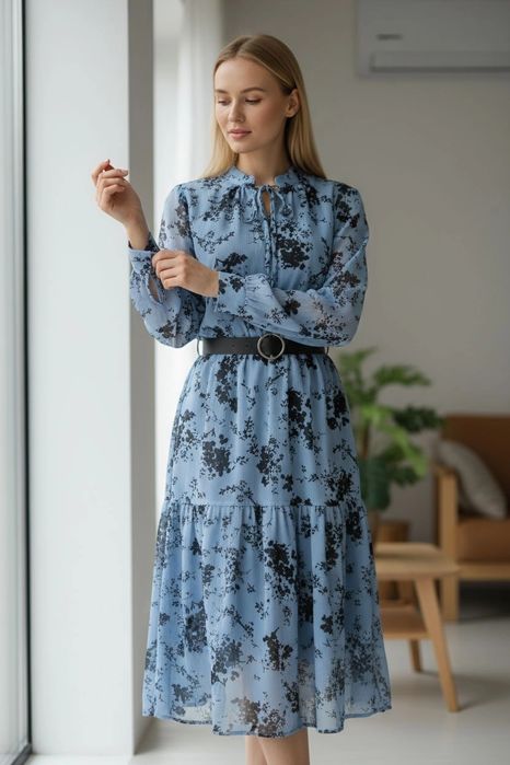 Reserved błękitna sukienka L 40