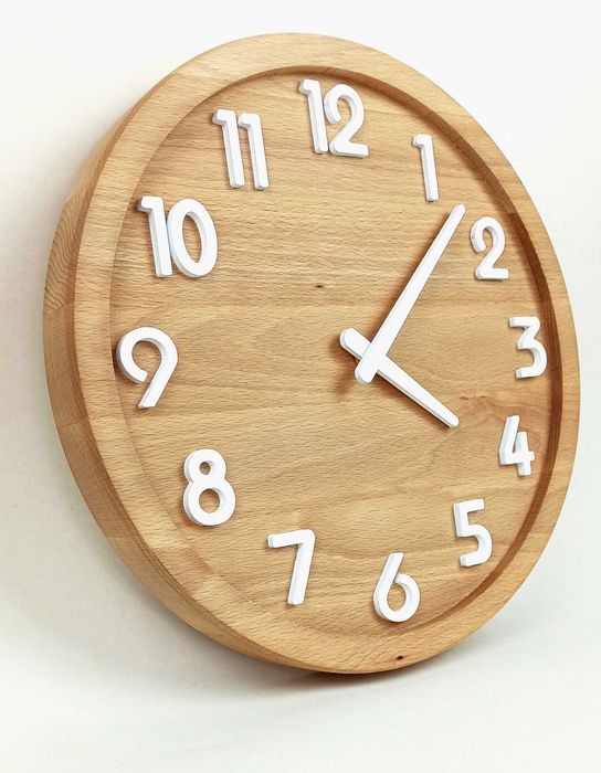 Настінний годинник з натурального дерева, серії "wooden" Круглий 31см