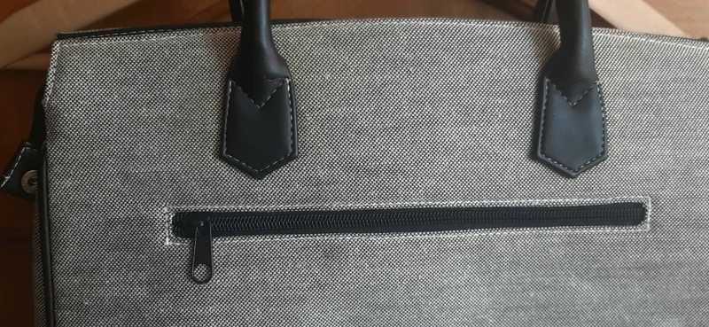 Mala, saco, bolso em ecopele preta e tecido