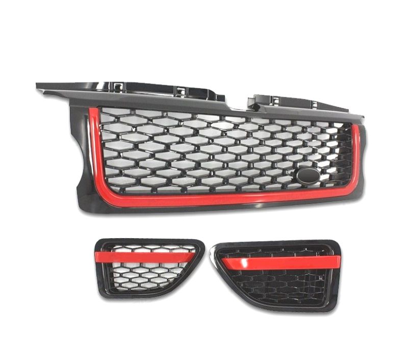 GRELHAS FRONTAL + LATERAL BLACK RED EDITION RANGE ROVER SPORT 06-09