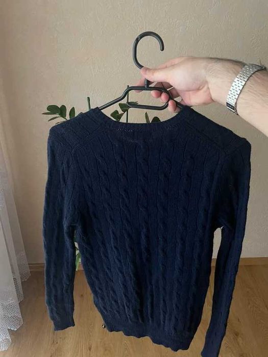 wełniany sweter Ralph Lauren 90% wełna wool navy old money classic