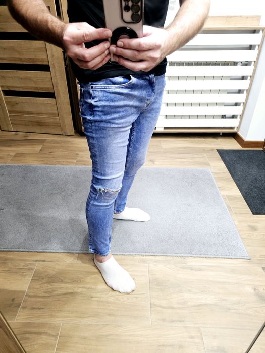 Spodnie męskie dżinsowe denim zwężane