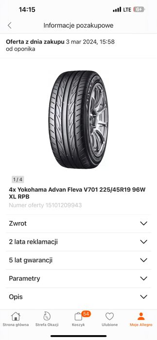 Opony letnie yokohama 4szt