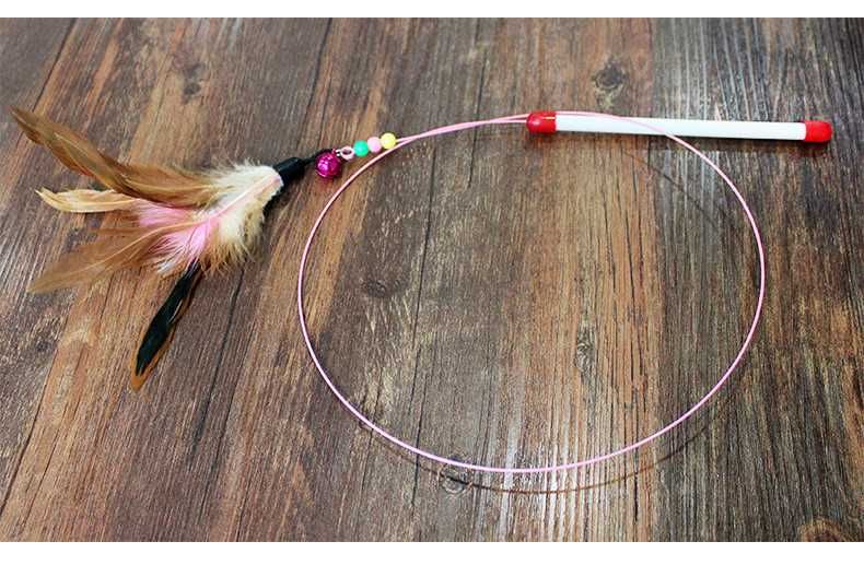 Игрушка на гибкой проволоке с перьями и колокольчик для котов и собак