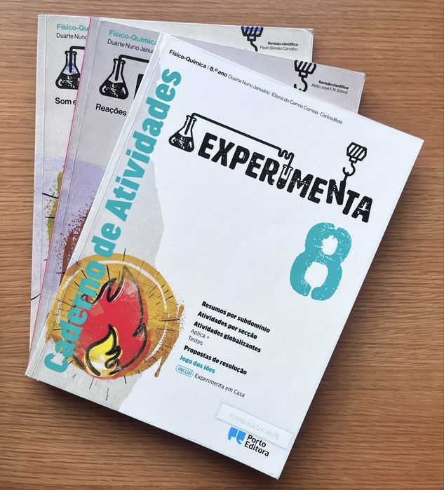Manuais de Físico-Química 8.º Ano – Partes 1 e 2 + Caderno de Atividades