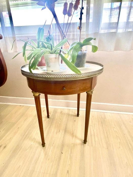 Mesa apoio pedra mármore branca