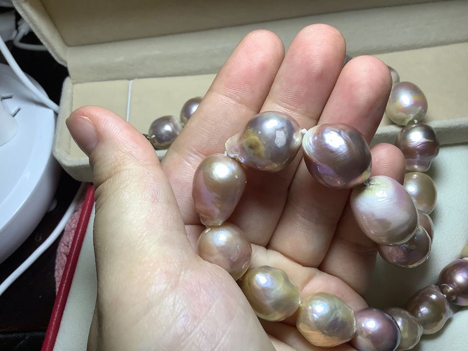 Ogromne perły różowe fioletowe kolorowe naszyjnik