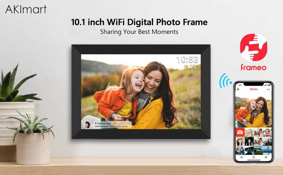 Цифрова фоторамка / Цифровая фоторамка Akimart Frameo 10.1" HD IPS