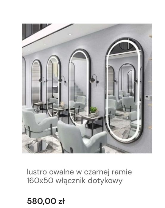 Lustra owalne w aluminiowej ramię