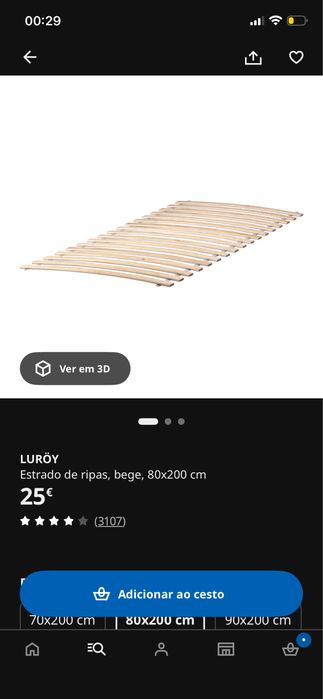 Cama MINNEN com estrado e colchão