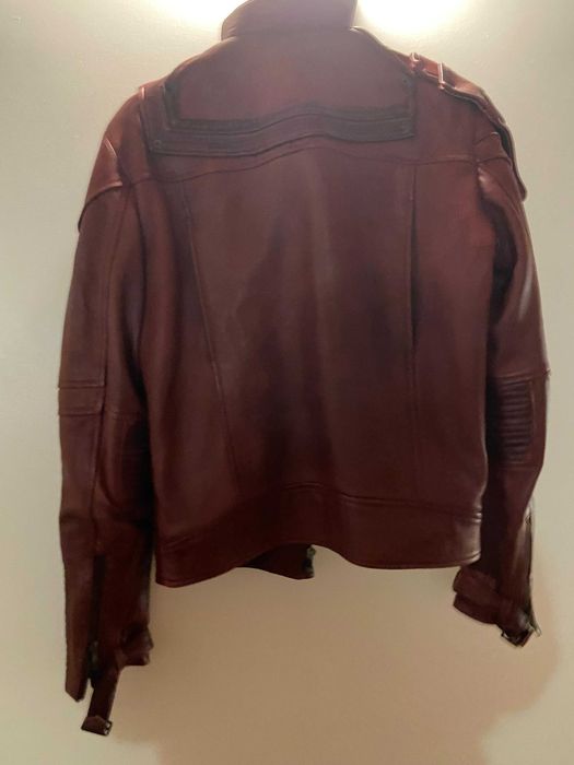 Casaco de Couro Motard Vintage Granate – Unissexo