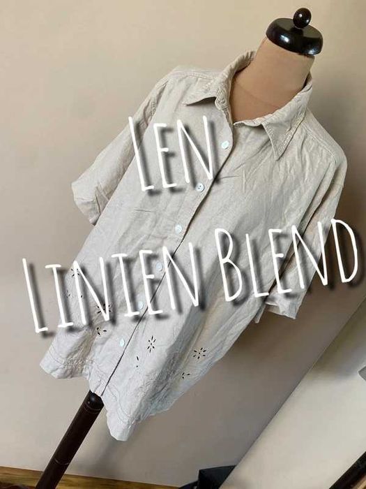Xxxl len linien koszula +size krem bez pastele 52 54 organic