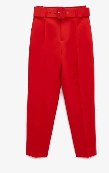 Червонi класичні штани Zara з височезною посадкою XS
