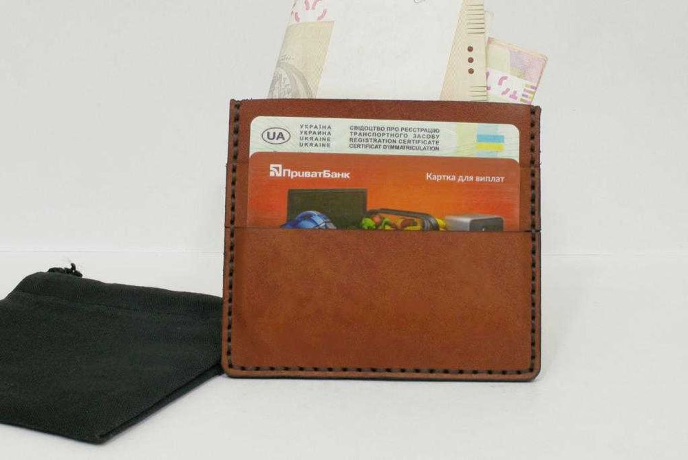 Портмоне Кардхолдер Franko brown Small/ Натуральная кожа Ручная работа