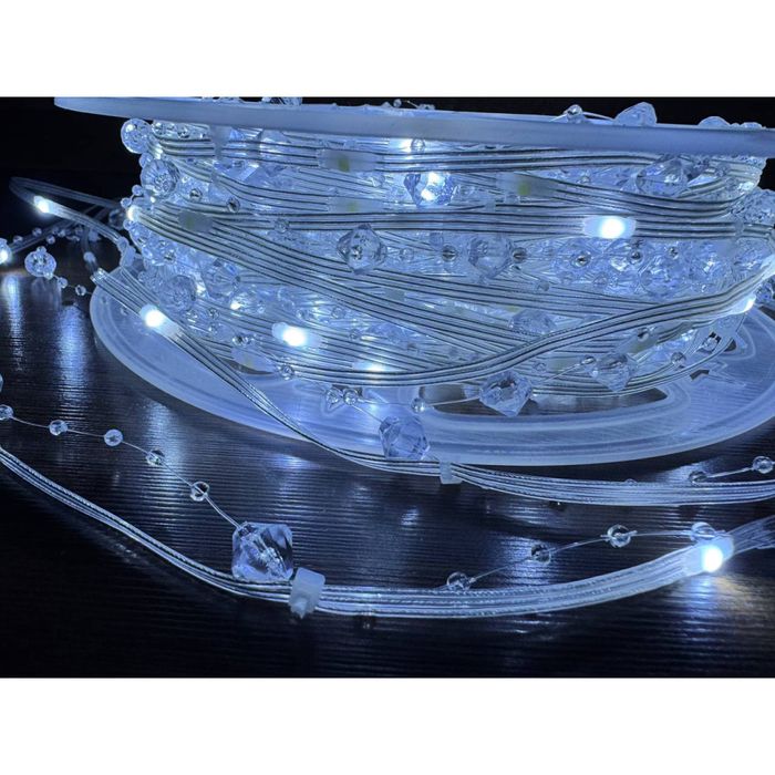 Гірлянда Капля Роси з перлами 400 лед білий і теплий колір 50м Новинка