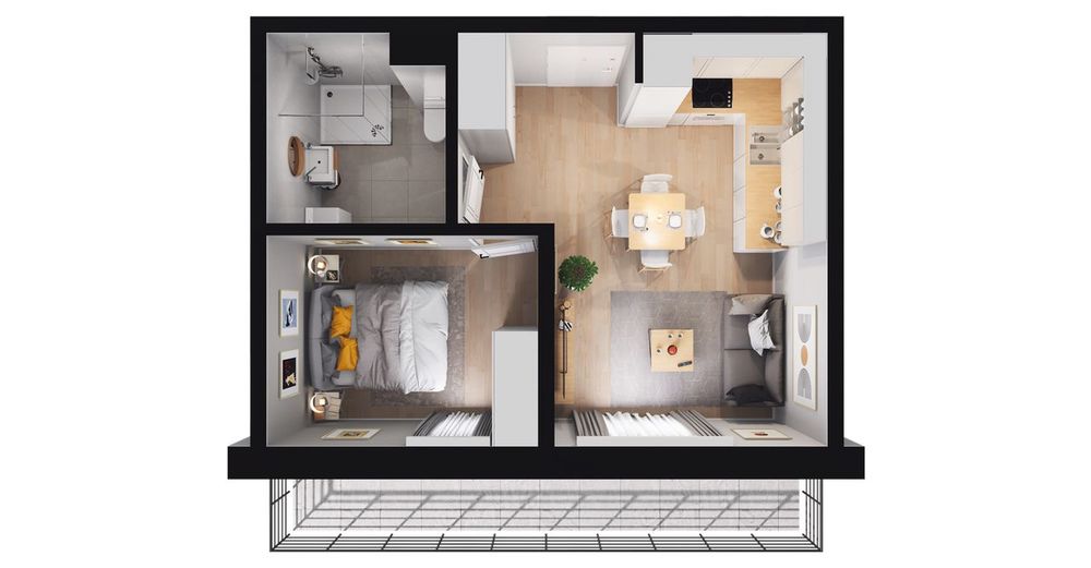 2-pokojowe mieszkanie 37m2 + loggia
