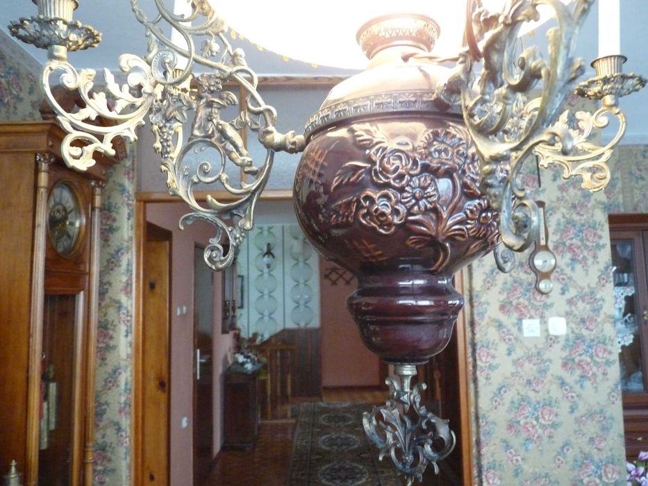 Lampa-żyrandol antyk styl naftowy