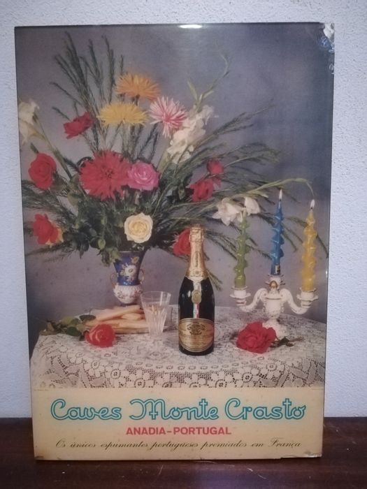 Litografia Vidrada s/ Madeira. Publicidade Caves Monte Crasto. 1962