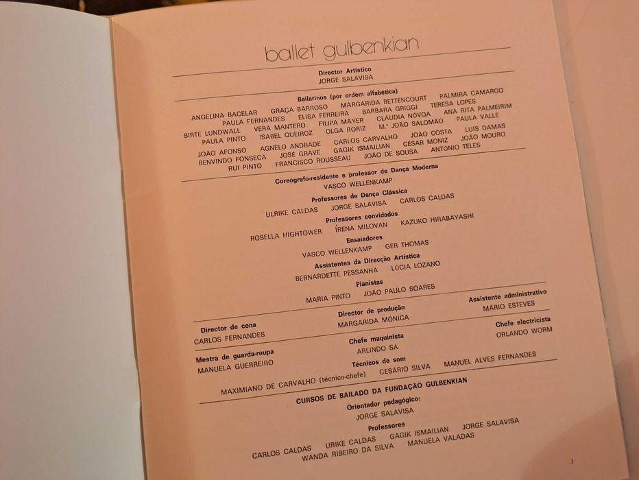 Presley ao Piano - 3.º Programa c/ Separata, Ballet Gulbenkian 1987/88