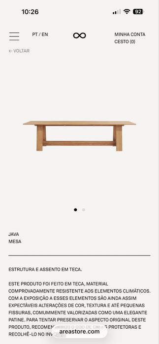 Mesa e bancos madeira Areastore