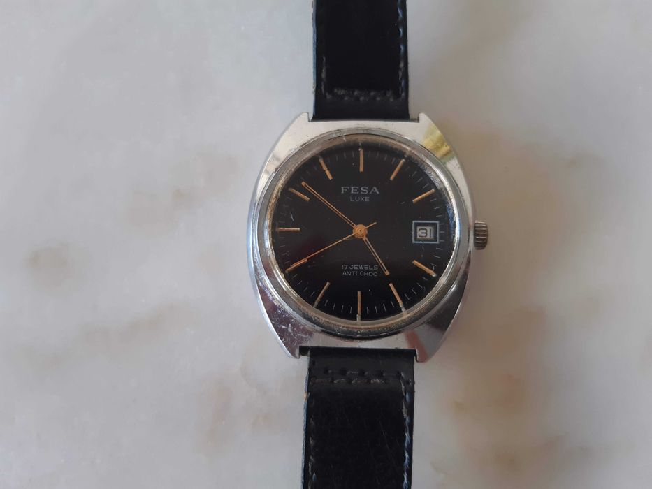 Relógio mecânico, anos 80, FESA LUXE, 17 Jewels, excelente estado