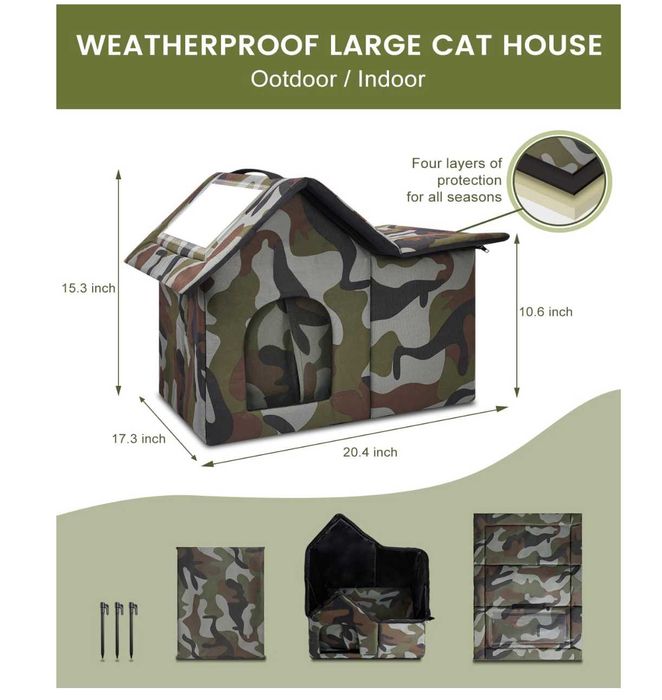 Casota para gato ou cão impermeável 40x45x45 cm Exterior para Gatos e Cães
