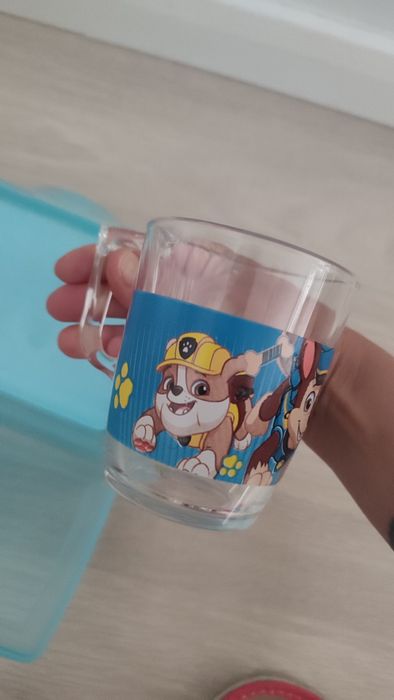 Zestaw Psi Patrol kubek szklany mini śniadaniowa na przekąski
