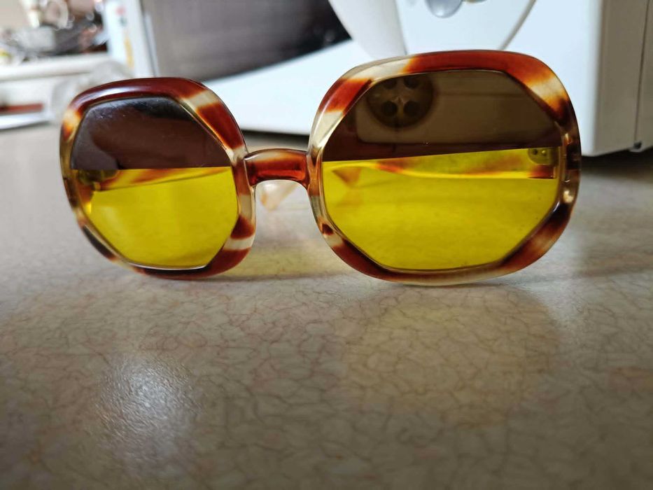 Włoskie okulary heksagonalne, przeciwsłoneczne  w stylu retro/vintage