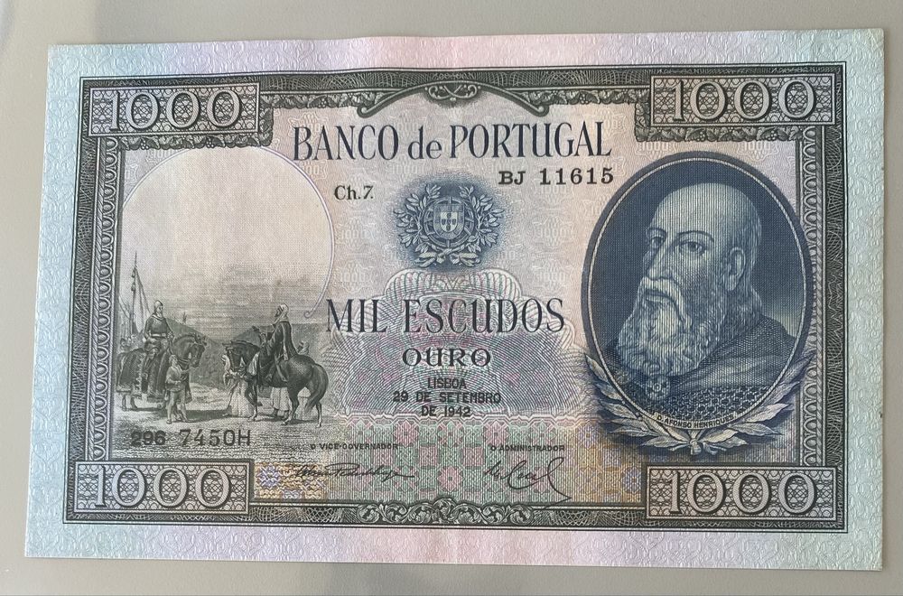 Nota 1000 Escudos Ch.7 - D. Afonso Henriques 29/09/1942
